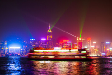 Obraz premium Hong Kong city light show skyline