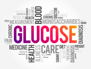 Fototapeta premium Glucose is the main sugar found in your blood, word cloud concept for presentations and reports