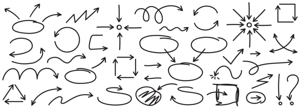 FLECHES ET SCHEMAS, DESSIN AU FEUTRE - Illustrations vectorielles