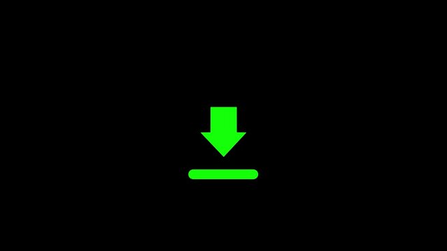 Download button animation isolated on black background. download icon animation. file downloading concept motion background.