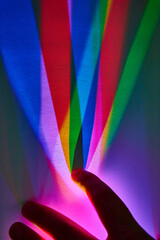 Hand Touching Color Spectrum - Abstract Light Interaction