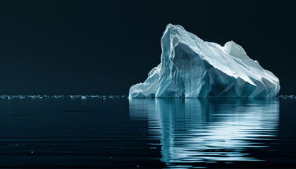 huge white iceberg on the surface of the ocean. glacier melting concept. Generative AI