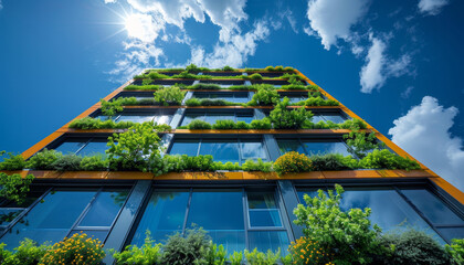 A tall building with a green roof and lots of windows by AI generated image