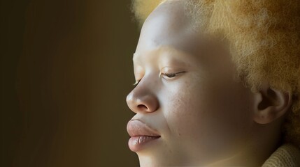 International Albinism Awareness Day. An Albino among People.