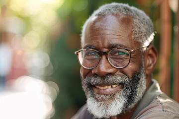 A snapshot portraying a serene, mature man with an easygoing smile, exuding a sense of satisfaction