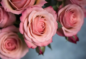 Close-up of a bouquet of pink roses with a soft focus background
