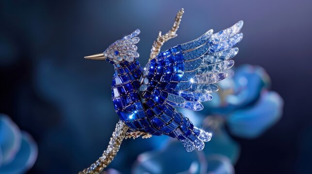 High jewelry brooch, Bird shape, Bird, Flat shape, Van cleef and arpels Style, luxury, soft light, Fine structure, creative, high definition