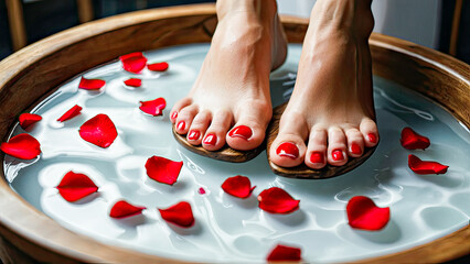 Relaxation, foot care, personal well-being, health, lifestyle, comfort, tranquility, pampering.