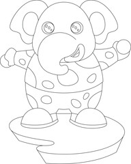 Elephant Clown Animal Vector Graphic Art Illustration