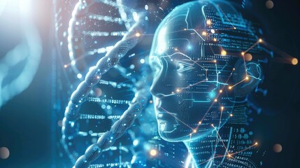 DNA with AI in genetic research for personalized medicine, Ai generated for ads