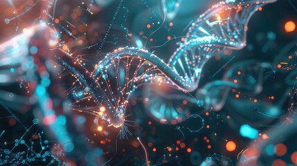 DNA with AI in genetic research for personalized medicine, Ai generated for ads - obrazy, fototapety, plakaty