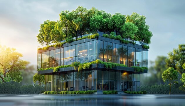 A building with a tree on top of it by AI generated image