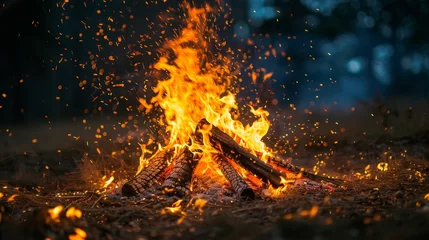 Foto op Canvas Energy Spark: A photo of a bonfire blazing brightly © MAY