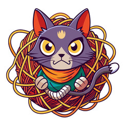 The Determined Escape of a Cat Tangled in Yarn