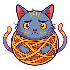 The Determined Escape of a Cat Tangled in Yarn