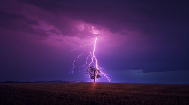 Lightning Strike: An image of a lightning bolt striking a field