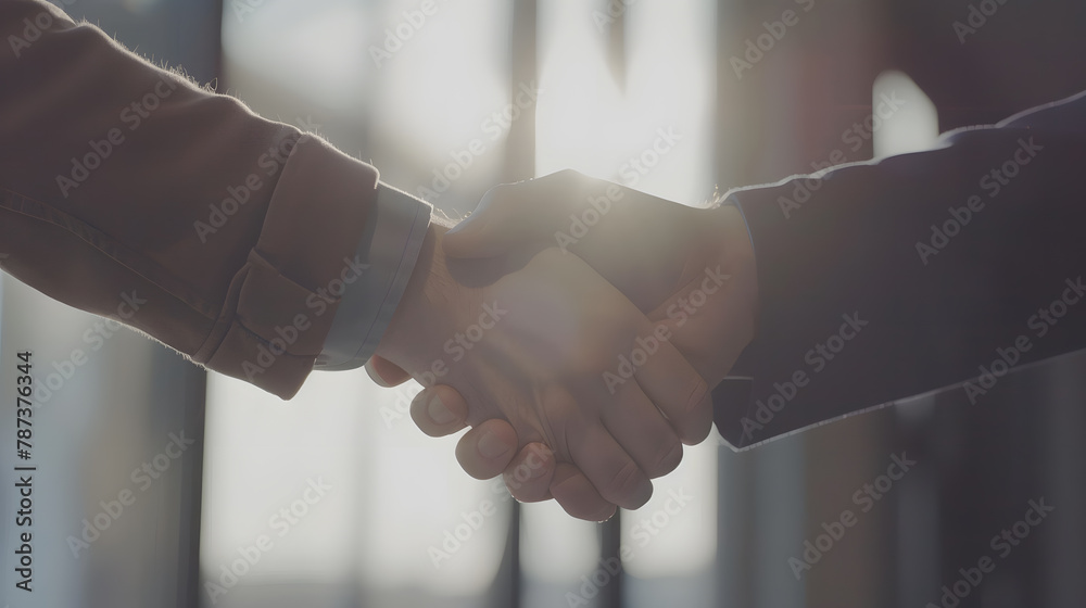 Poster im looking forward to working with you high angle shot of two businessmen shaking hands in the offic