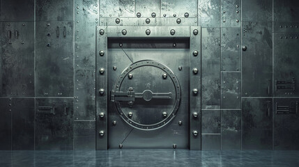 The imposing steel door of a bank vault opens to reveal rows of safe deposit boxes  a secure and secretive atmosphere - obrazy, fototapety, plakaty