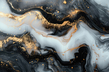  Black and white marble with gold accents. Created with Ai