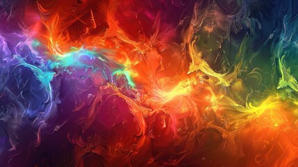 Colorful fractal artwork generated by computers for creativity design and entertainment