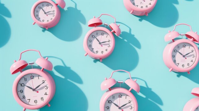 A Series of Pink Alarm Clocks