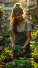 Urban Gardening Centers with the beautiful woman