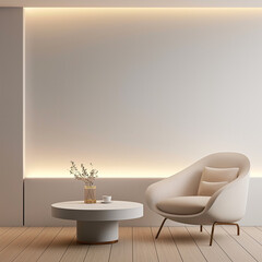Minimalist lounge area with elegant armchair 