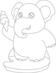 Elephant Waffle ice cream Animal Vector Graphic Art Illustration