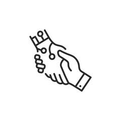Human-Robot Collaboration icon. A simple illustration of the synergy between human touch and robotic technology. Ideal for websites and applications emphasizing automation. Vector illustration.