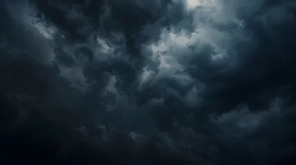 Fotobehang The dark sky with heavy clouds converging and a violent storm before the rainBad or moody weather sky and environment carbon dioxide emissions greenhouse effect global warming climate  : Generative AI © Generative AI