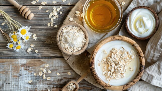 A DIY skincare workshop scene with bowls of organic honey