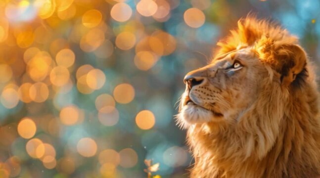 a lion colorful bokeh light background footage