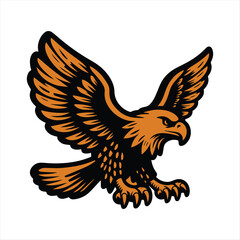 eagle flying ,sketch vector graphics monochrome illustration , Engraving