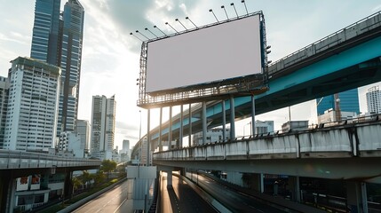 Billboard on the background of the city and the bridge Mockup : Generative AI
