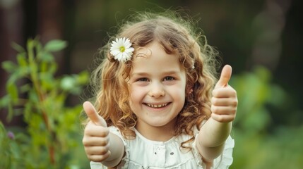 Smiling Girl Giving Thumbs Up
