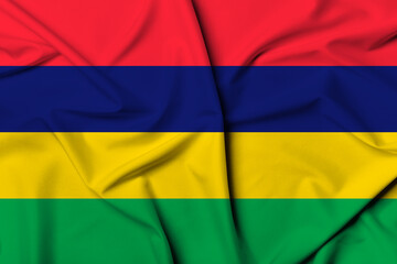 Beautifully waving and striped Seychelles flag, flag background texture with vibrant colors and...