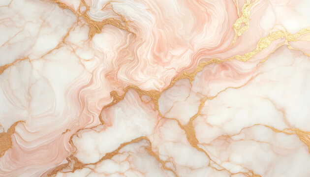 An exquisite background of a marble surface with soft pink hues and intricate gold veining