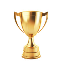 Gold trophy cup isolated on transparent background, PNG, cut out