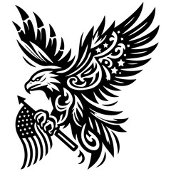 Obraz premium Vector illustration featuring Eagle and American flag marks 4th July Independence Day