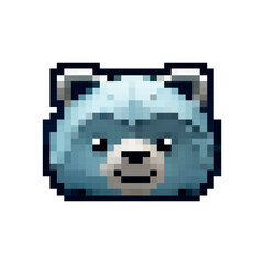 A detailed pixellated rendition of a classic teddy bear, featuring a grid of square pixels forming the iconic bear shape. The pixelation adds a charming retro aesthetic to the image.