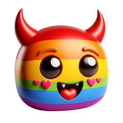 3d pride cute devil emoji icon. Realistic 3d high quality isolated render