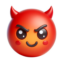 3d red devil face emoji icon. Realistic 3d high quality isolated render