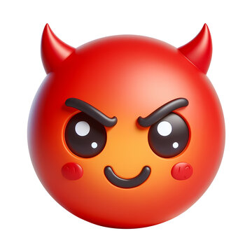 3d red devil face emoji icon. Realistic 3d high quality isolated render