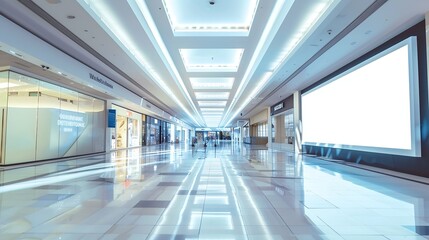 empty billboard in modern shopping mall interior : Generative AI