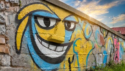 graffiti face on wall 
