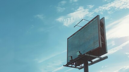 Blank billboard mock up for advertising against blue sky : Generative AI