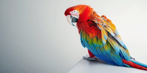 A crisp and vivid image of a colorful parrot giving a shy look, showcasing the beauty of wildlife