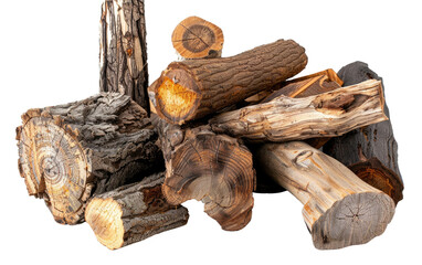 Vintage Timber Pieces, Assorted Old Wood Logs isolated on Transparent background.