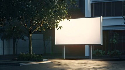 Outdoor blank advertising signboard mockup : Generative AI