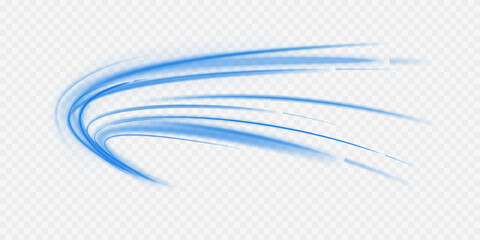 Blue wave curved lines for presentations, illustration of articles and publications on technological trends and innovations, covers of technological magazines. Light arc in blue colors.